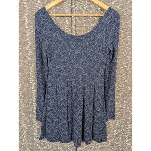 Free People Navy Blue Embroidered Lace Floral Long Sleeve Dress‎ Women's XS